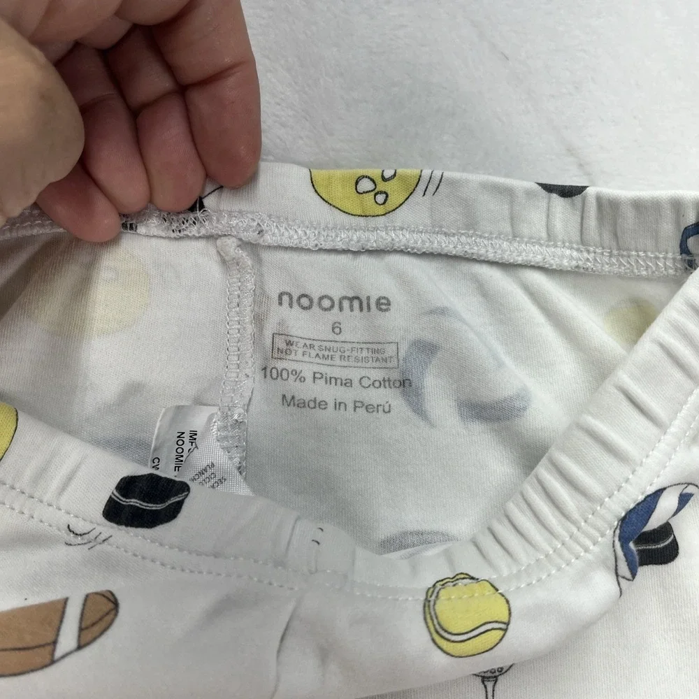 Noomie Pima Cotton‎ Pajama Set Boys 6 Sports Soccer Football Basketball